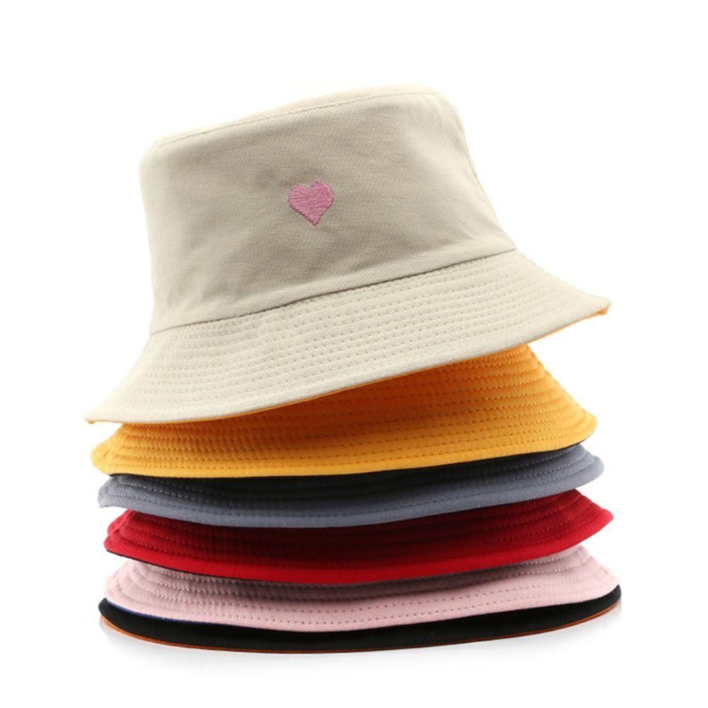 

Embroidery Double-Sided Sun Protection Bucket Hat Summer Sunscreen Hat Basin Hats Fisherman Hat