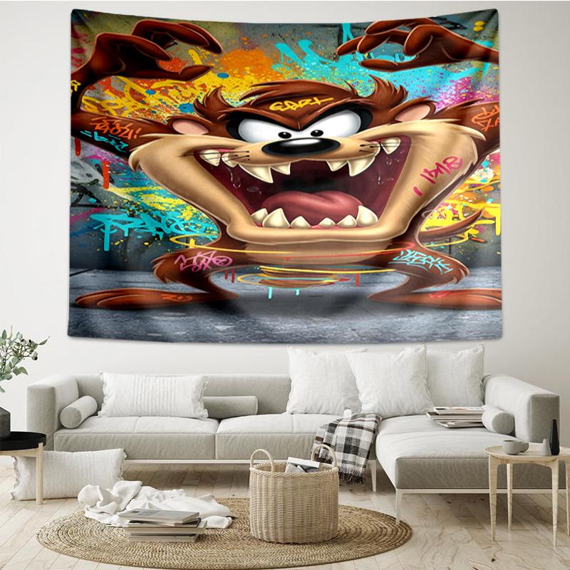 1PC Tazmanian Devil's Fury Tapestry Accessories Playroom Tapestry, for Bedroom,Livingroom, Dormitory Room Wall Decor Fan Birthday Gifts