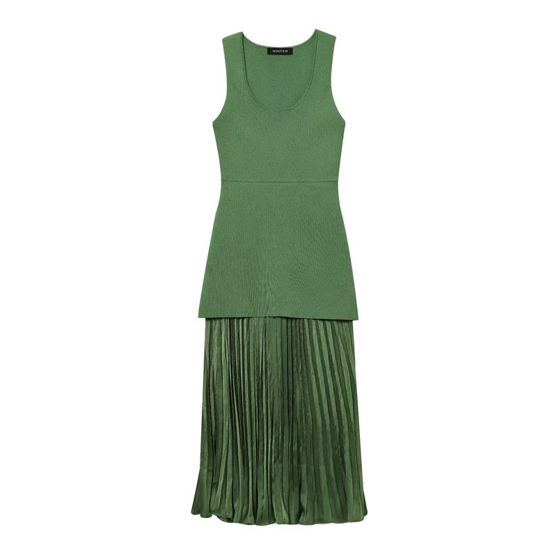 

Za Export New Arrival Women s Clothing ZR Fashion Style Fashion Elegant Knitting Small Pleated Patchwork Dress 4192055 Green L