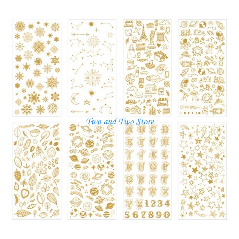 HX6F 8 Sheets UV Epoxy Resin Filling Material Stickers Resin Mold Decorative Lables DIY Crafts Jewelry Making Filler золотой