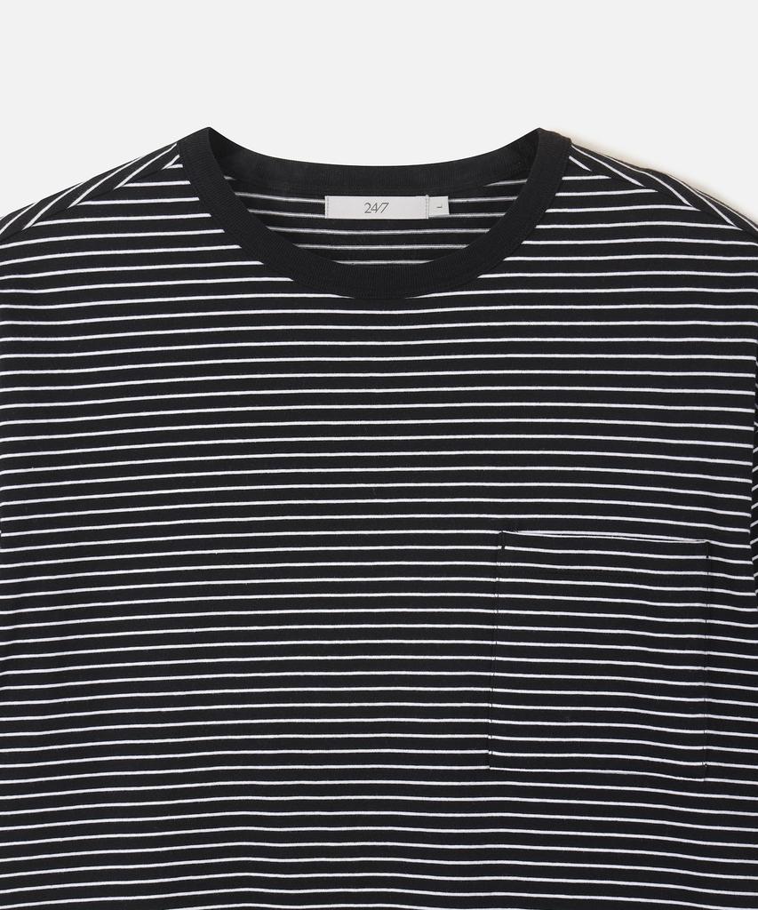 247Silijeu Usa Cotton 20-Count Striped T-Shirt Black
