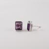 Natural Amethyst Gemstone 925 Sterling Silver Jewelry Handmade Pushback Earrings 0.4" For Women EE-179-2
