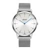 Swiss Sapphire White Silver Stainless Steel Mesh 41mm A.b.art Men's Watch, Movement, Crystal, Dial, Strap, Slim, Waterproof, Analog, Simple, Business,