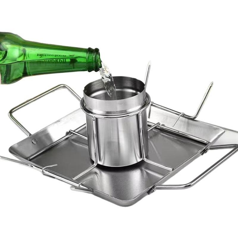 Camping Thick Forked Chicken Grille, Roasted Chicken Plate, Stainless Steel Square Beer Chicken Plate
