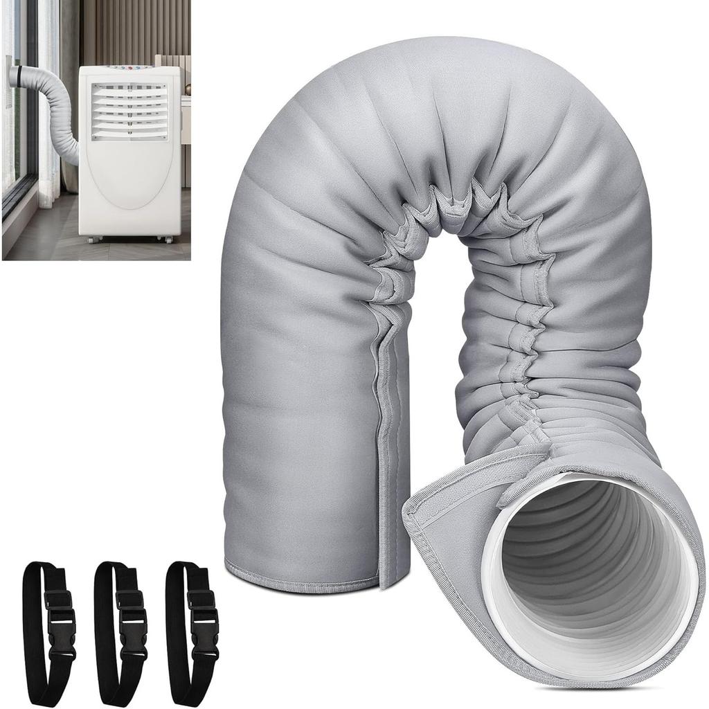 Benasan Portable AC Hose Insulation Sleeve, Polyvinyl Chloride, Light Gray, Fits 5-5.9" Diameter Exhaust Hose, Easy Installation, Protective Cover