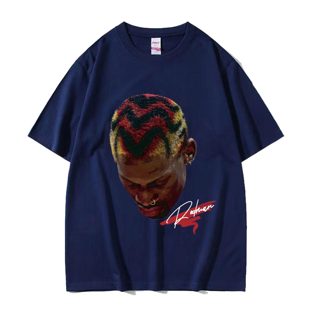 Hot Basketball Boys The Worm Dennis Rodman Graphic Tee Shirt Men's Hip Hop Fashion Punk Streetwear Male Cotton Oversized T Shirt
