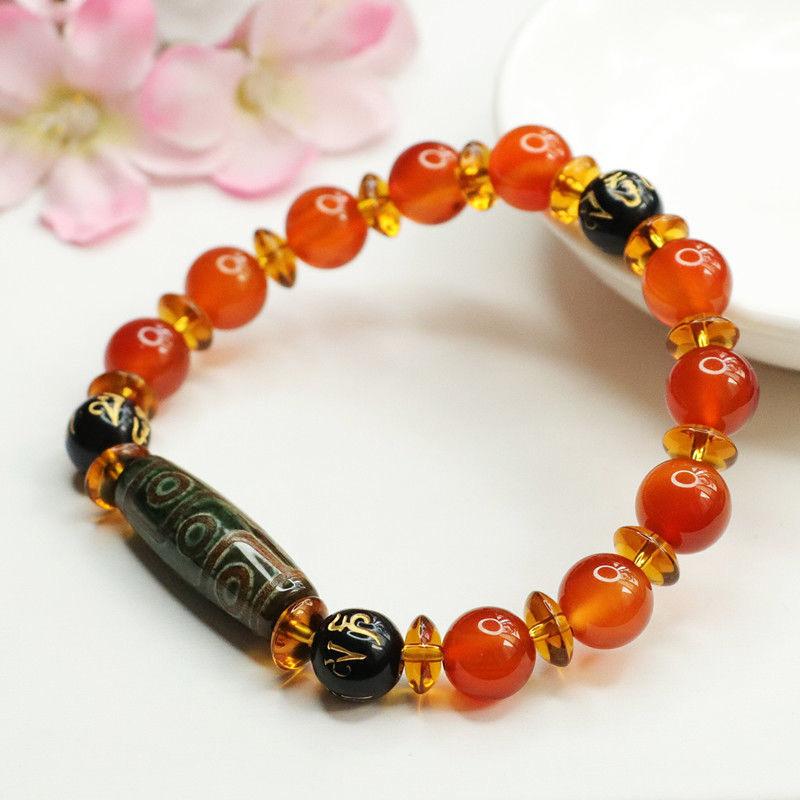 2026 Tibet Beads Bracelet Red Agate Six Words Mantra Chalcedony Factory Live Delivery S1122564