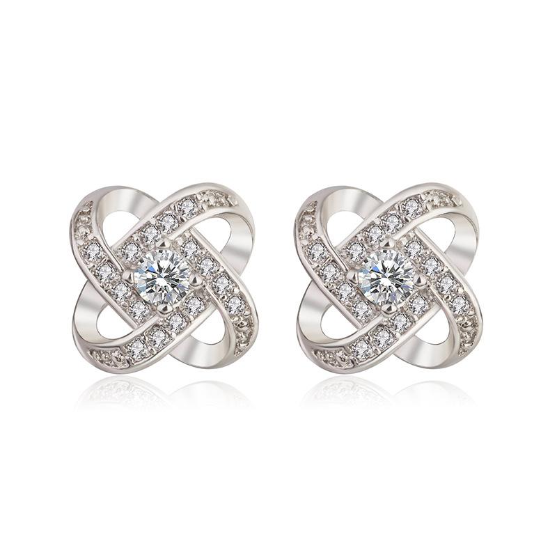 New Fashion Exquisite Zircon Hollow Weave Petal Stud Earrings Women Jewelry Gift 925 Sterling Silver Wedding Rhinestone Ear Stud