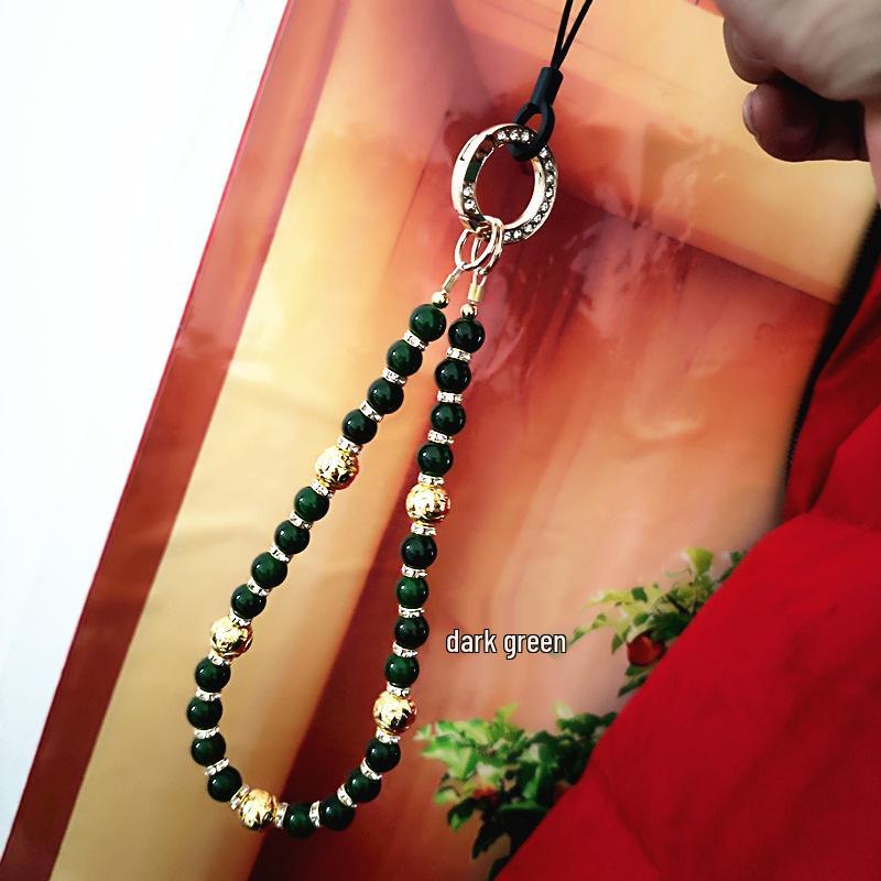 Crystal Glass Bead Phone Lanyard: Anti-Lost Fashion Accessory Keychain
