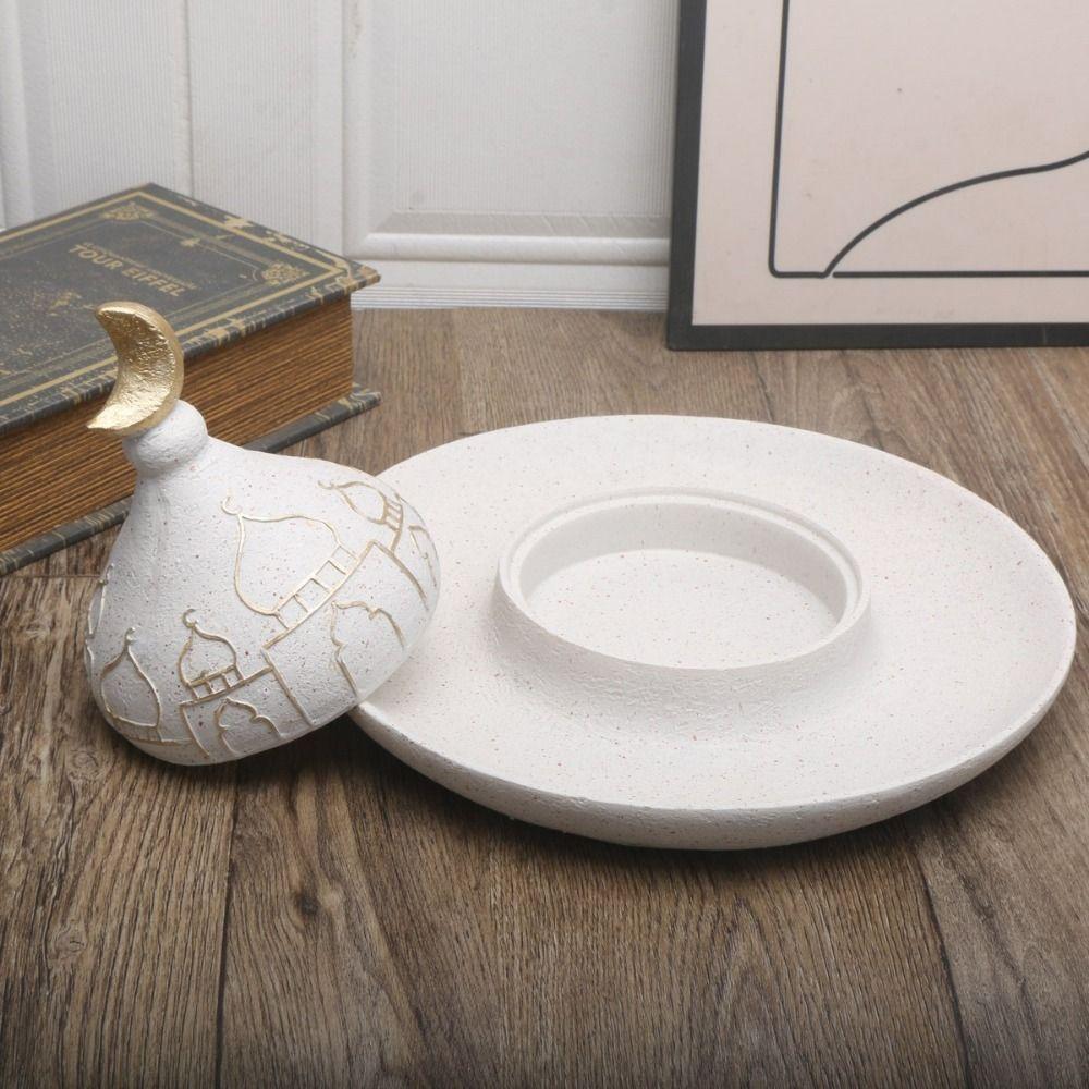 Resin Castle Figurine Storage Box Handmade Decorative Food Serving Tray Middle Eastern Style Ramadan Ornaments for Living Room