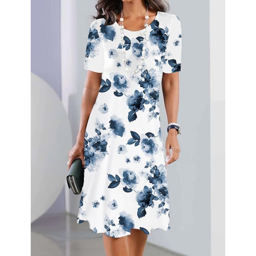 Summer Women's Short-sleeved Streetwear Retro 3d Printed Dress Women's Pullover Elegant Party Fashion Dress