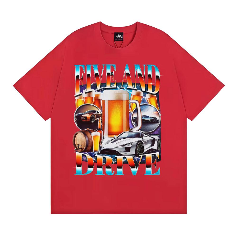 Pět a jízda Vtipné auto Meme Tričko Sarkastické pití Te Muži Ženy Humor Topy Trička ve stylu 90. let Ležérní bavlněné tričko s kulatým výstřihem