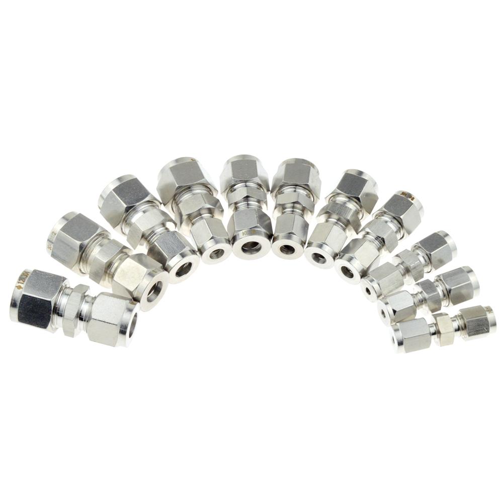 Compressor Fitting Reducer Union 1/8" 1/4" 1/2" 6mm 8mm 10mm 12mm OD Pipe Ferrule Tube Coupler Connector Stainless Steel 304