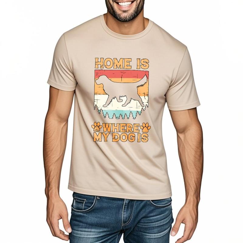 Cotton Tshirt Unisex Soft For Her Summer Tshirt Fashion Home Is Where My Dog Is Cool Unisex Tee Shirt Male Vintage Teeshirt