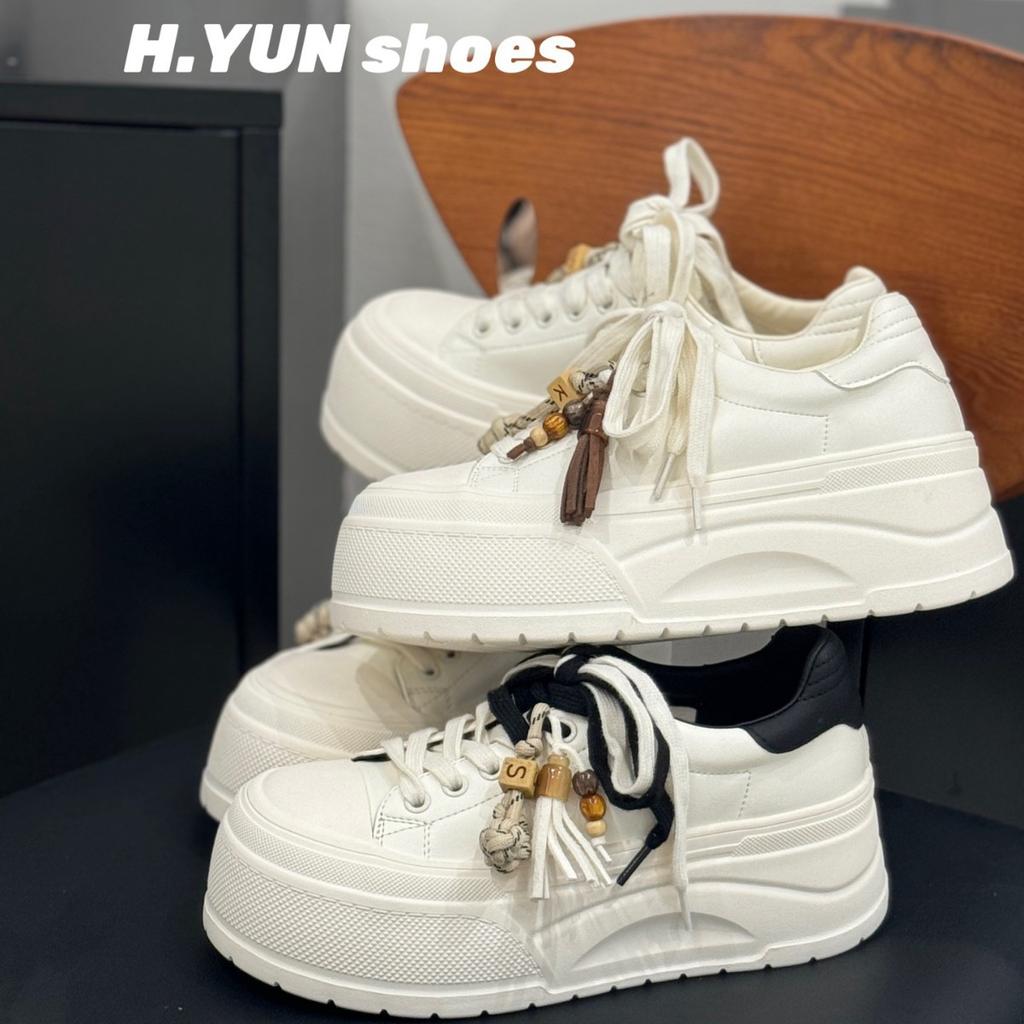 Ugly cute little white shoes women's autumn muffin platform bread shoes heightening lightweight big head shoes versatile casual sports shoes