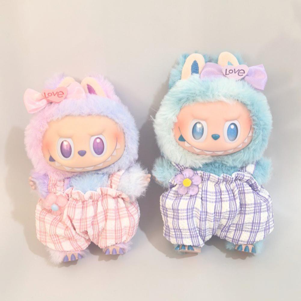 For 17cm Labubu Doll Clothes Fashion Clothes Overalls Jumpsuit Doll Clothes Color Match Hair Clip Dolls Accessories Cute Decoration Little Clothes