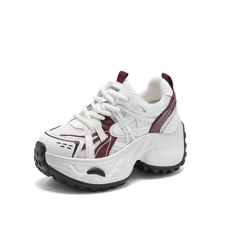 Inner height-increasing dad shoes women's autumn and winter new leather small muffin thick-soled casual versatile sports