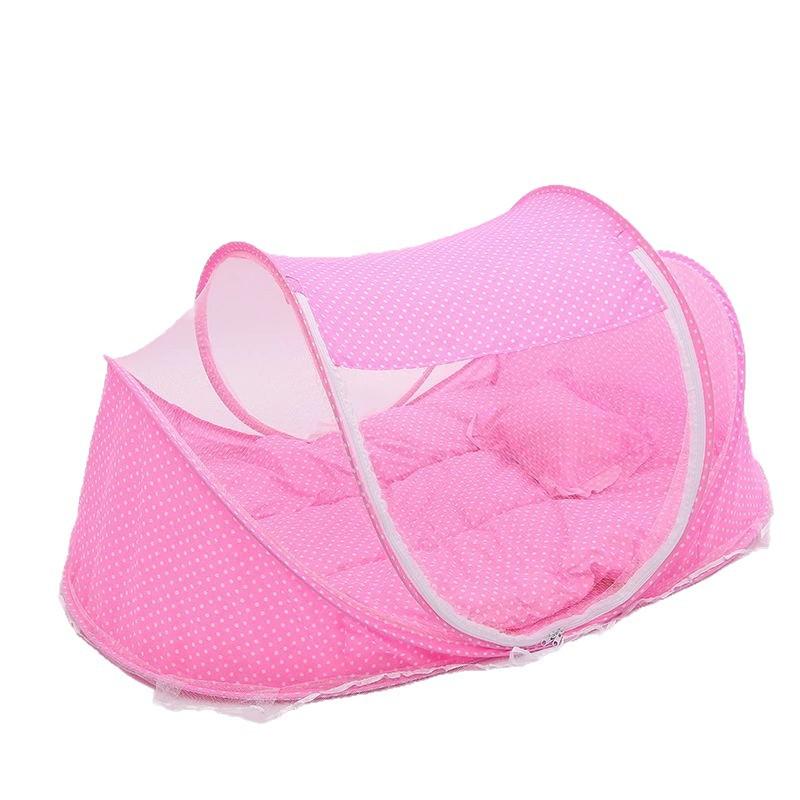 

0-3Years Portable Foldable Baby Netting Polyes Newborn Sleep Bed Travel Baby Mosquito Nets Travel Bed Netting Play Tent Children 110x65cm рожевий