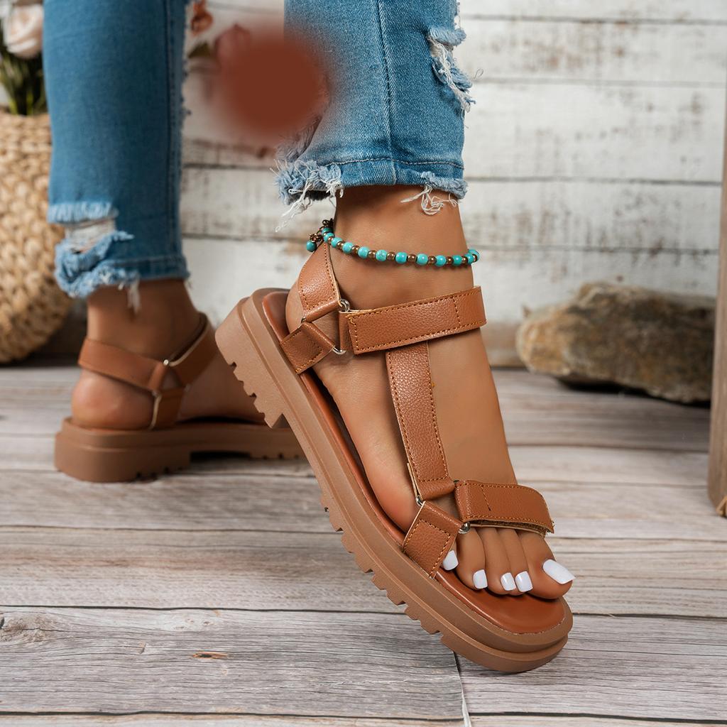 Mode 2025 Neue Römische Sandalen: Modisch und lässig, Leder mit dicker Sohle, Damen-Sportstil, Leichte Römersandalen in Übergröße