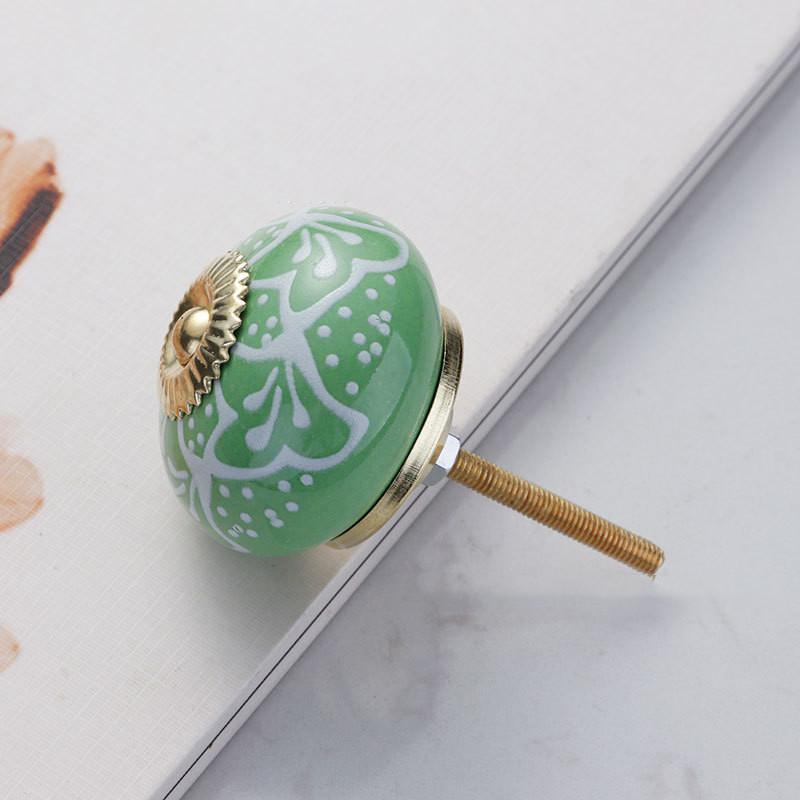 Pastoral Style Painted Ceramic 28*40mm Round Bedroom Cabinet Door Drawer Kitchen Handle Drawer Furniture Box Knobs
