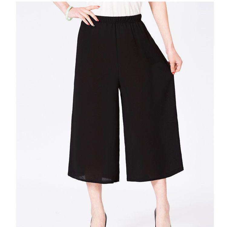 

Mom s Summer Wide-Leg Ice Silk Pants for Middle-Aged and Elderly Women: High-Waisted, Elastic, Cropped Bell Bottoms for Square Dancing. XL Below 95 lbs
