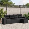5 Piece Garden Sofa Set with Cushions Black PE Rattan