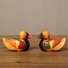 2 Pack Wood Mandarin Duck Ornaments Indoor and Outdoor Decorative Statues For Garden And Home Aesthetic Enhancement