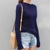 Light Blue Sheer Long Sleeve Casual T-shirt for Women – Sexy and Comfortable