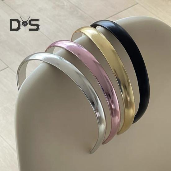 Adjustable Golden Headband Faux Leather Wrapped Thin Hair Hoop Luxurious Finish Satin Material Weddings Hairband