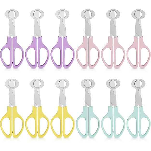 Quail Egg Scissors and Pigeon Egg Cutter, 12PSC Stainless Steel Quail Accessories for Kitchen Egg Opener (6 colors) 4 colors