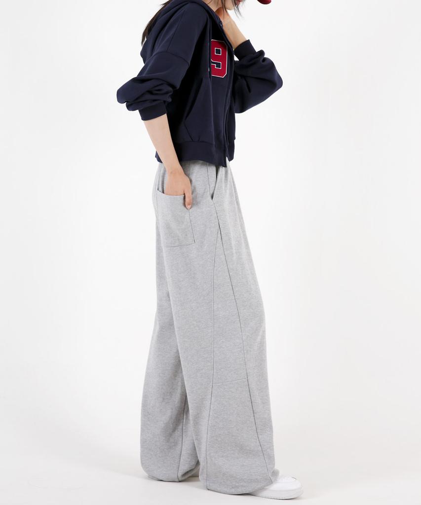 UMM Women'S Curved Cut Hem Drawstring Wide Training Pants