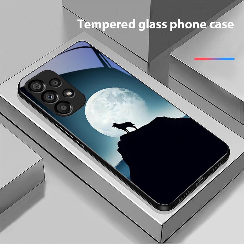 The Moon and the Wolf For Samsung Galaxy S10 S20 Plus S21 FE S22 S23 S24 FE S25 Ultra Black Tempered Glass Phone Case Hard Shell