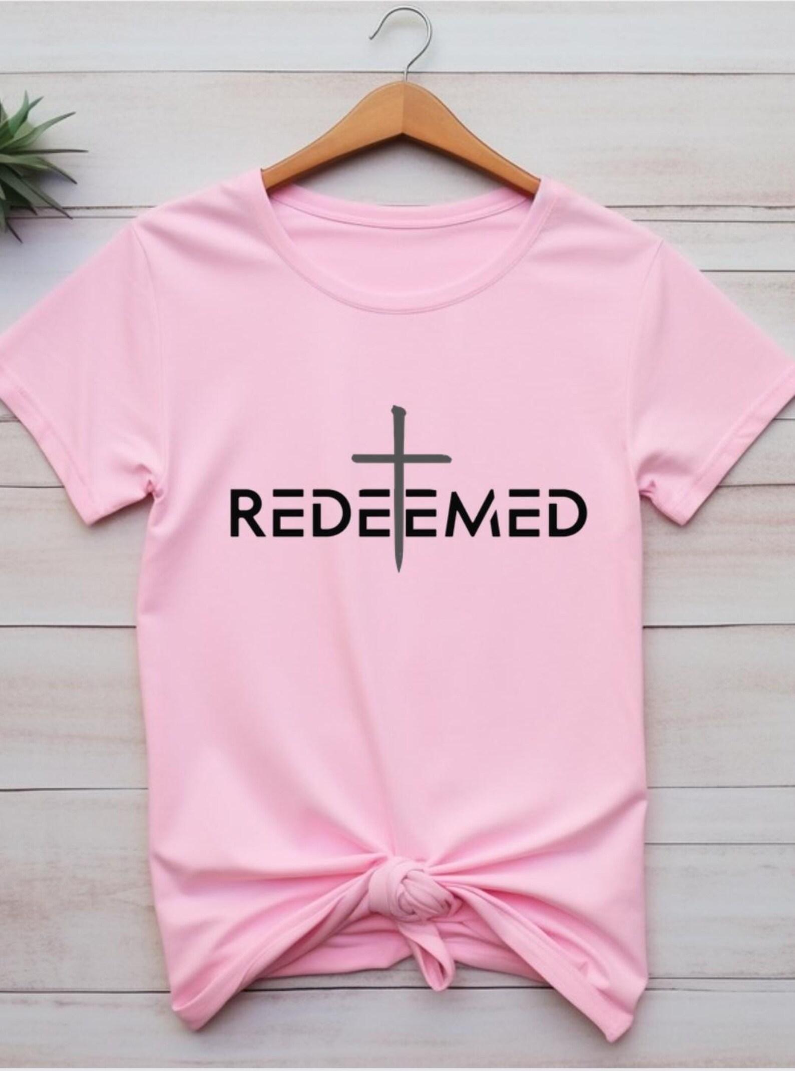 Redeemed Cross T-Shirt | Christian Faith Graphic Tee | Spiritual Inspirational Shirt | Jesus Christian Gift Tee | Unisex Faith Tee XL