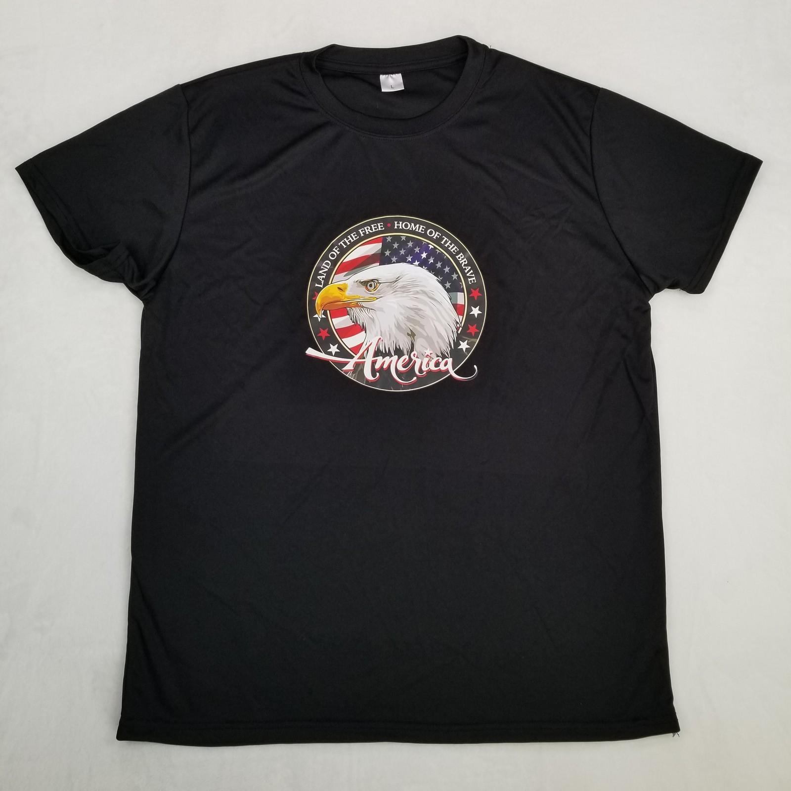Men s Black Land of the Free Home of the Brave Size L Bald Eagle America Unisex T-Shirt S