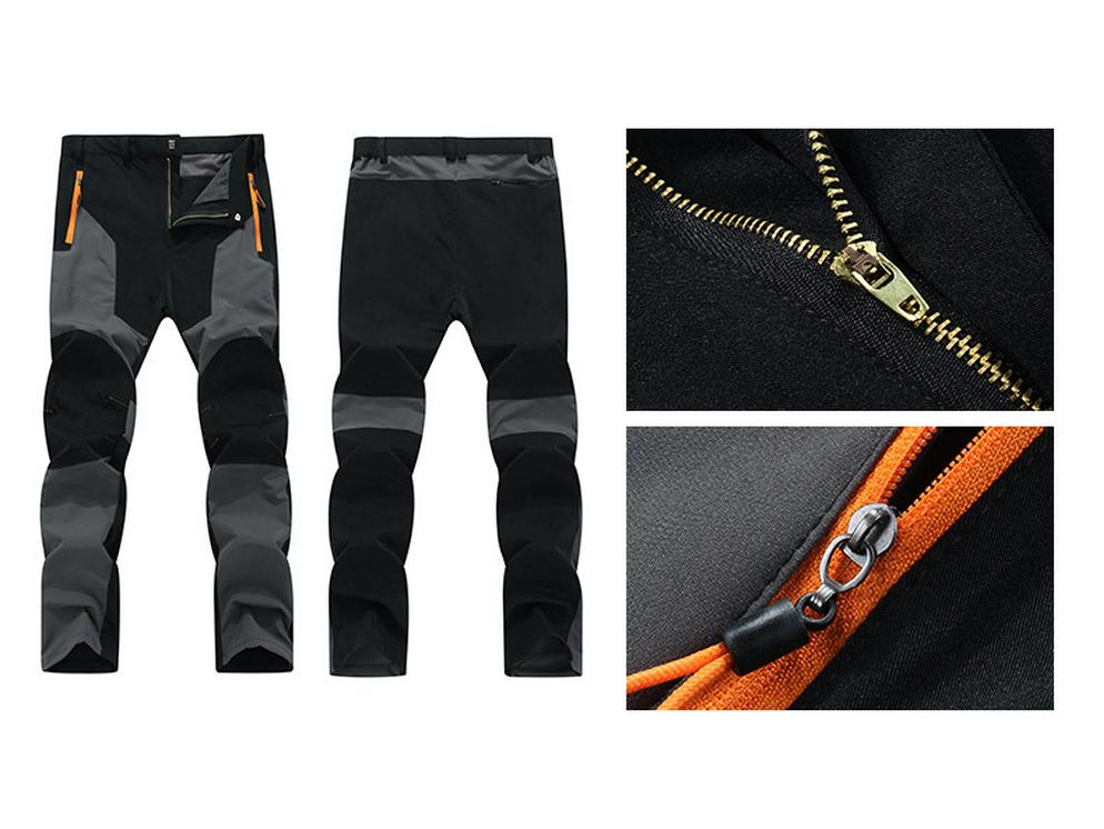 Pánské lehké rychleschnoucí voděodolné turistické kalhoty - Prodyšné, strečové, barevně blokované, nadměrné velikosti pro letní outdoorové aktivity.