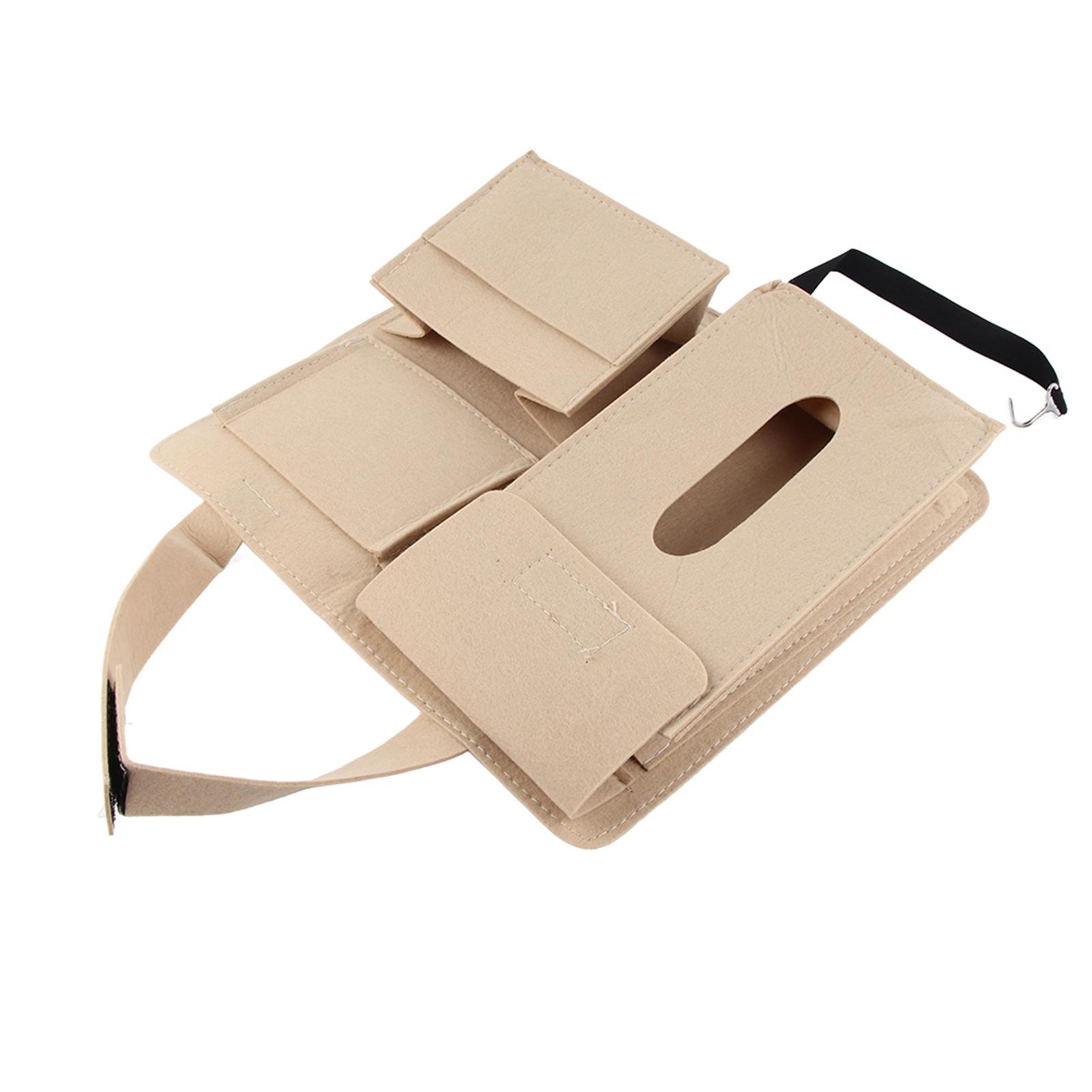 

Car Rear Seat Hanging Bag Multifunction Storage Organizer Hook and Loop Fasteners Large Capacity бежевый