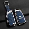 For Peugeot 107 207 307 307S 308 407 607 Zine Alloy Leather Car Remote Key Case Cover Protector Leather Key Bag Auto Accessories