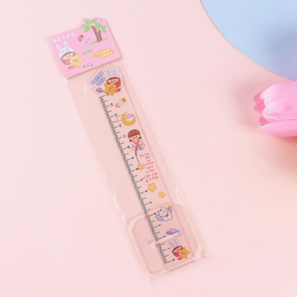 Plastic Carton Ruler Straight Ruler Math Rulers Measuring Acrylic Tool School Student Present 4 Pieces 15cm