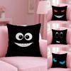 Black Emoticons Cushion Cover Soft Short Plush Double-Sided Printing Home Decor Machine Washable Pillow Case Gift