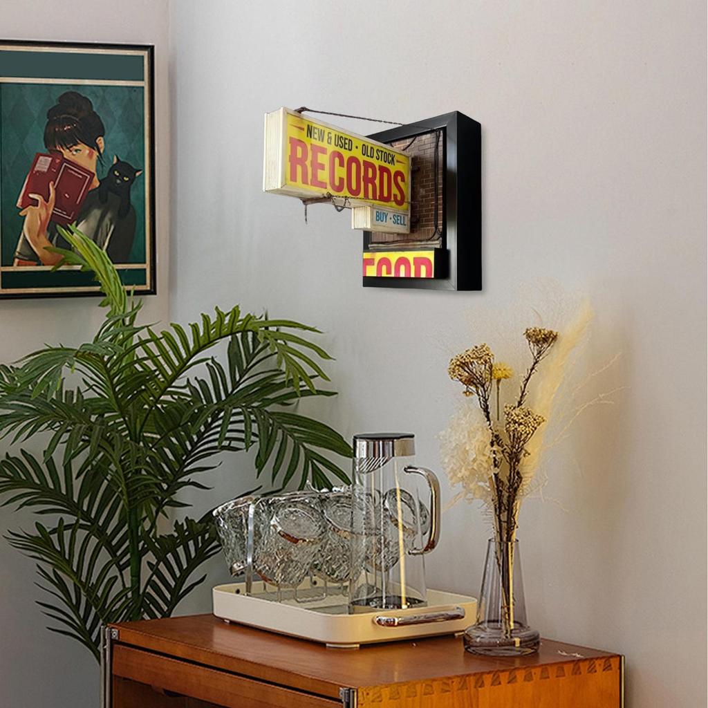 Plattenladen Retro Wandleuchte Plattenladen Antik LED Wandleuchte Platten Sammler Geschenk für Schlafzimmer Wohnzimmer Café Dekoration