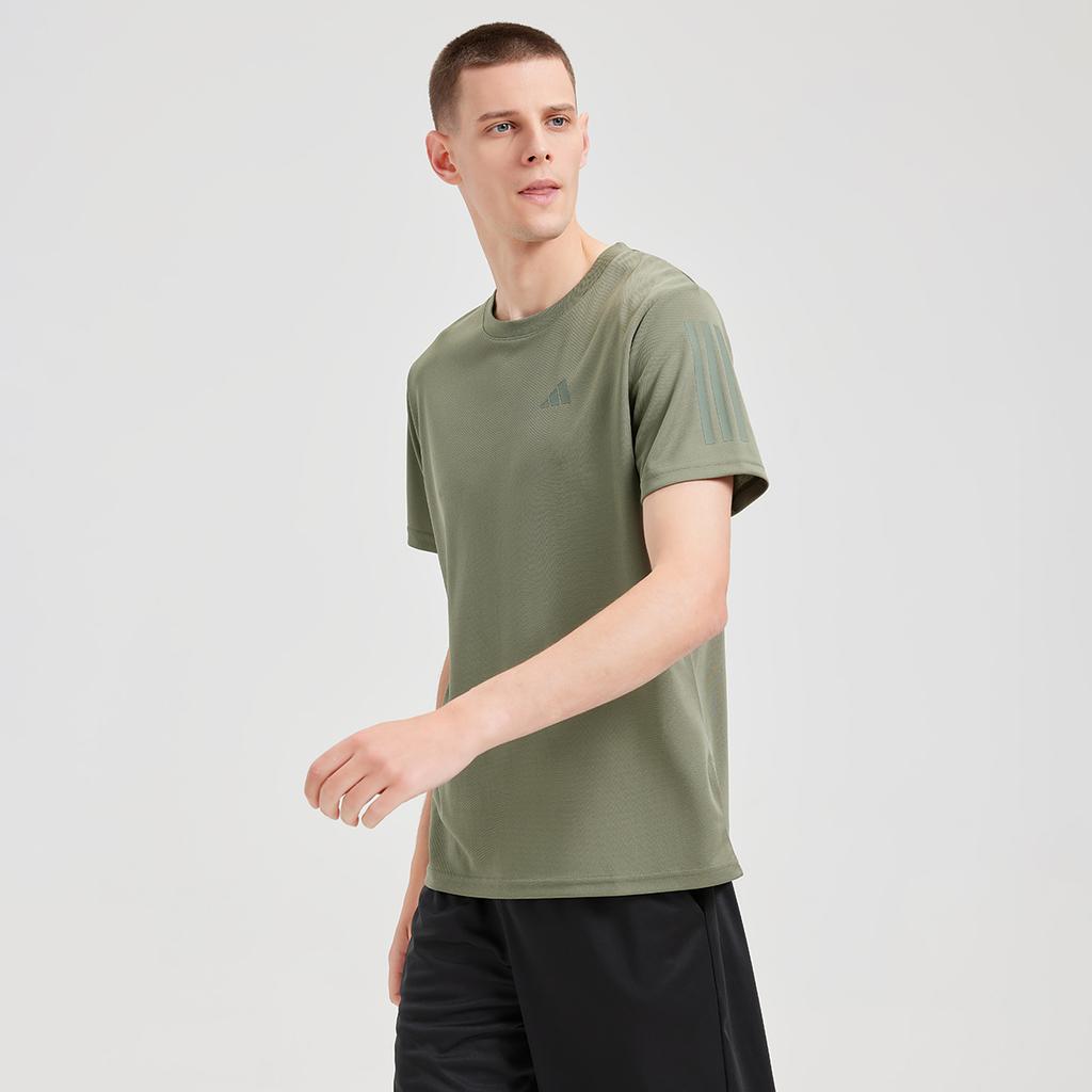 Adidas Pohodlné Prodyšné Rychleschnoucí Ležérní Pánské Tričko s Krátkým Rukávem a Kulatým Výstřihem Stříbrnošedé Zelené BXWTTS01-GN