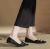 Spring 2025 New Rhinestone Versatile Pointed Head Shallow Mouth Thick Heel Mary Jane Shoes Women's Single Shoes Niche