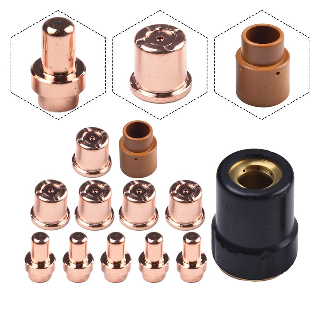 Cut40 Plasma Cutter Consumable Kit with 5 Electrodes 5 Nozzle Holes Protective Cover and Swirl Ring Designed for Extended Use