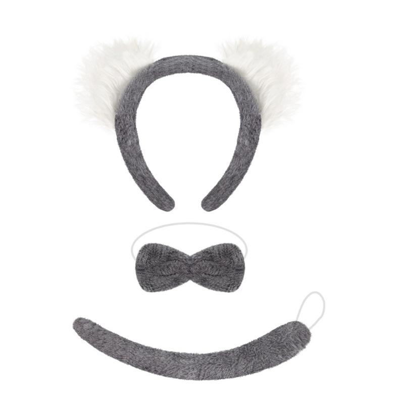 Zestaw Akcesoriów do Kostiumu Koali Opaska z Uszami Koali Ogon Muszka Zwierzęcy Przebranie na Halloween Cosplay Imprezę