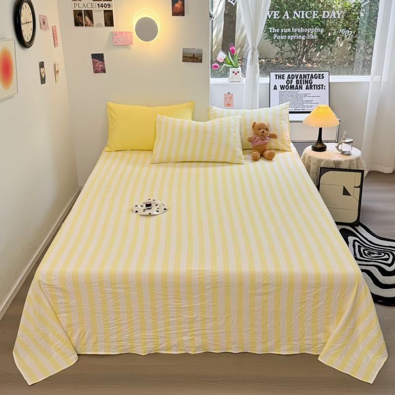 1pc Stripe Style Flat Sheet Skin-friendly Bed Linen Home Bedsheets Girls Boys Room Sheets sabanas cama individual(No Pillowcase)