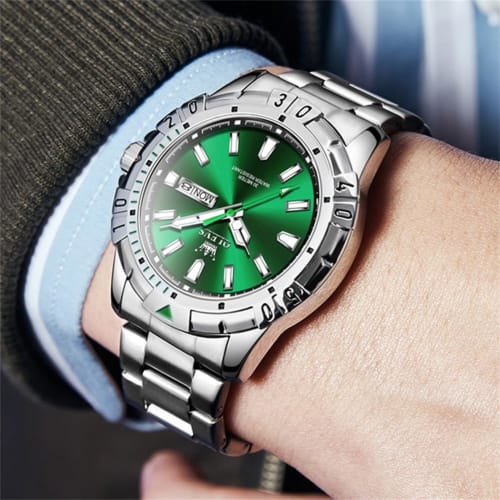OLEVS Men's Quartz Watch, Popular, Stylish, Cool, Multi-Function Watch with Stainless Steel, Waterproof, Luminous Display, Date Display, Analog, Fashi