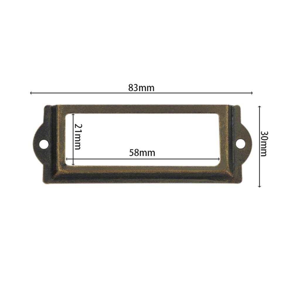 Iron Drawer Label Frame Holder Retro Card Organizer Handle for Library Desk Cabinet Drawer Case