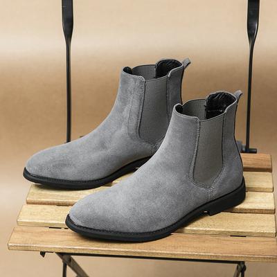 Plus Size 48 Classic Grigio Uomo Chelsea Boots Comode Scarpe in Pelle Scamosciata Scarpe Eleganti Uomo Scarpe Slip-on A Punta Uomo Stivaletti Neri