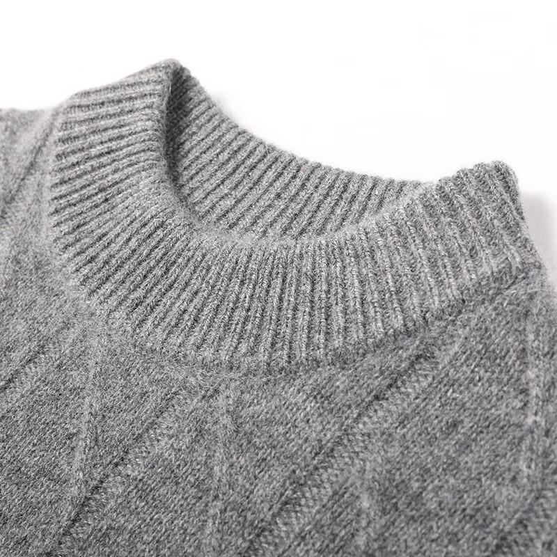 Hengyuanxiang Men's 100% Cashmere Thickened Half-High Collar Sweater