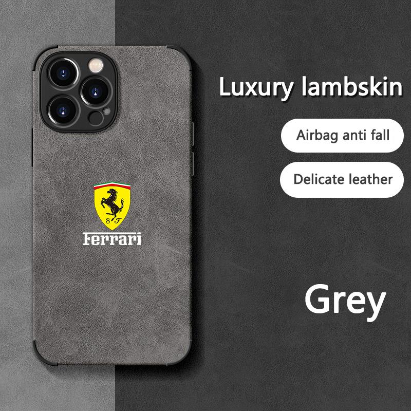 Custodia per Telefono Tutta Inclusa in Scamosciato per Auto Ferrari per iPhone 16 15 13 14 Pro Max Mini 8 XR XS 16 Plus 15Pro Max Cover Guscio Adesivo